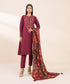 Women's Unstitched Khaddar Embroidered Pink 3 Piece Suit
